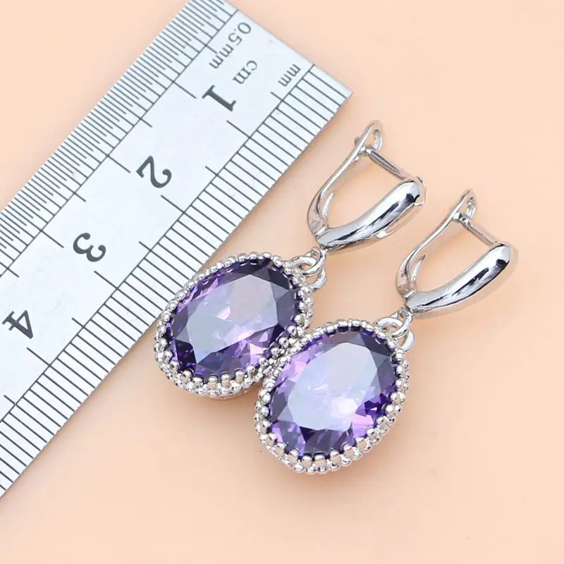 Ювелирные наборы из серебра 925 пробы фиолетовая искусственная циркония белый