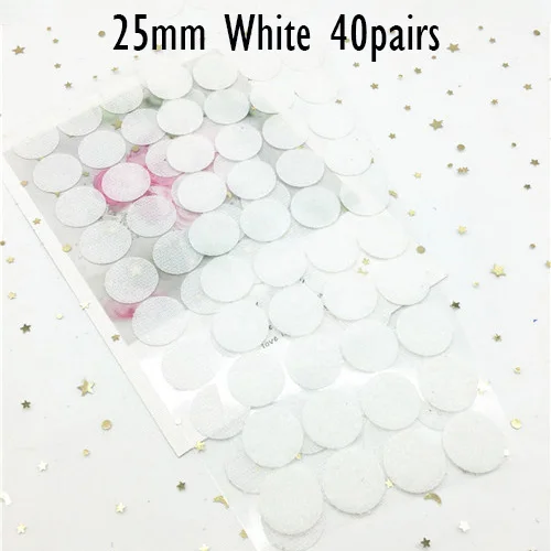 White 25mm 40Pairs 10/15/20/25/30 мм самоклеящаяся крепежная лента на застежке-липучке, сильный клей Magic Стикеры белая дисковая черные монеты на застежке-липучке лента для домашнего Применение - Цвет: White 25mm 40Pairs