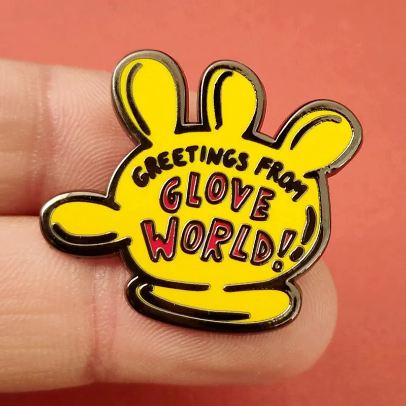 Cartoon Greetings Glove World Enamel Brooch Pins Metal Badges Lapel Pin Brooches Jackets Jeans Fashion Jewelry Accessories | Украшения и