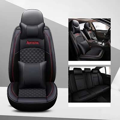 5D кожаный чехол для автомобильного сиденья honda civic accord подходит для CRV XRV HRV INSPIRE Odyssey Jazz City crosstour crider все модели - Название цвета: all black pillow