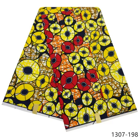 Latest Ankara Wax Fabric Guaranteed Real Wax 6yard/lot High Quality African Fabric Print For Sewing Dress 1307 - Цвет: 1307-198