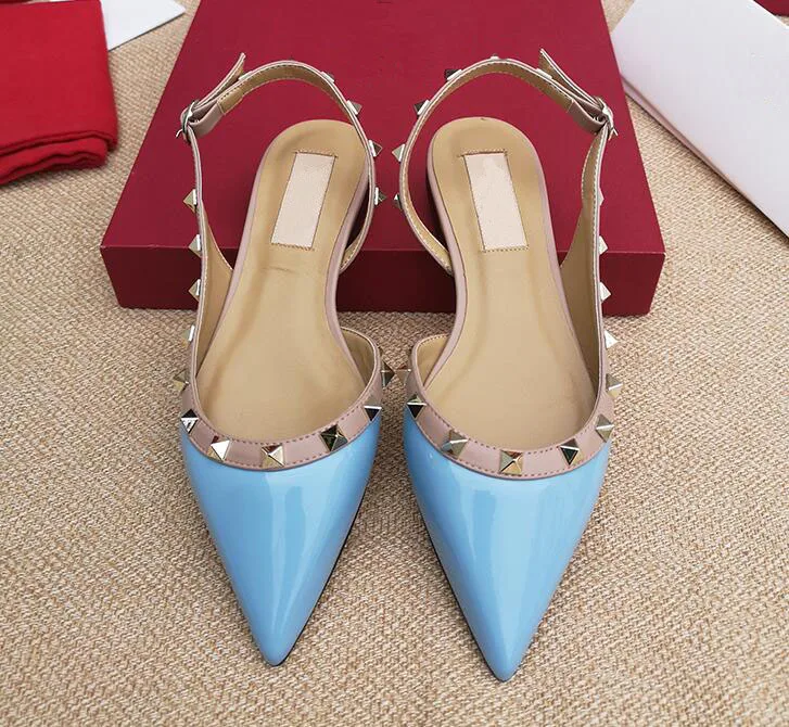 2019 35-43 genuine leather stud flat shoes luxury designer fashion women classic bloggers Double straps sandals |