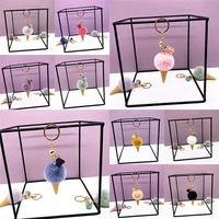 women shoulder bag ice cream artificial rabbit hair ball pendantgift keychain