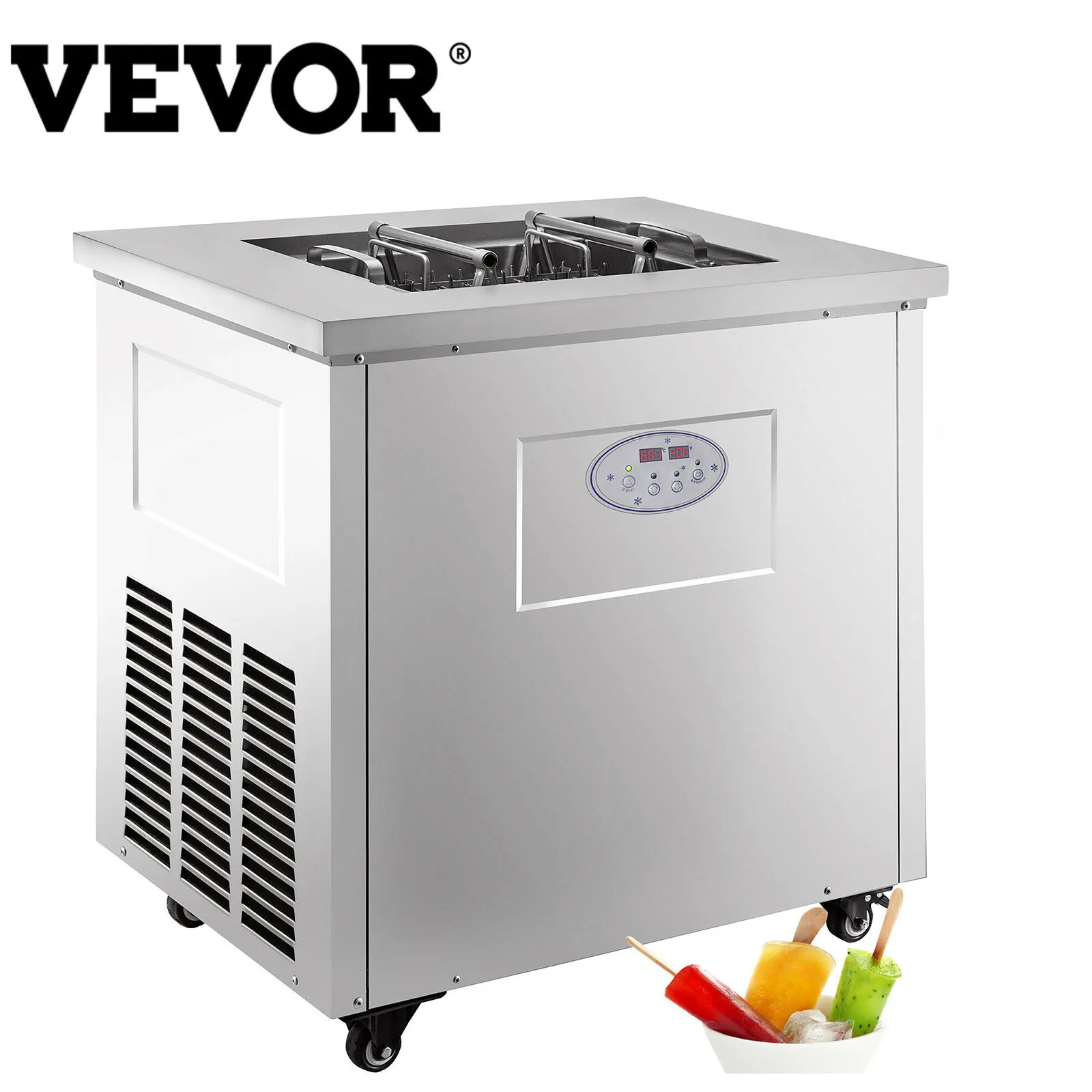 

VEVOR 40 Pcs Mold Electric Ice Cream Maker Machine W/ Compressor Fridge Popsicle Machine Stainless Steel Yogurt Milk Commercial