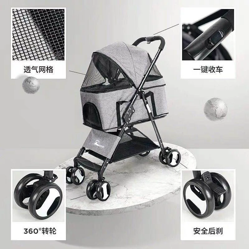 Коляска 2 в 1 светильник домашних животных легкая складная коляска для собак и