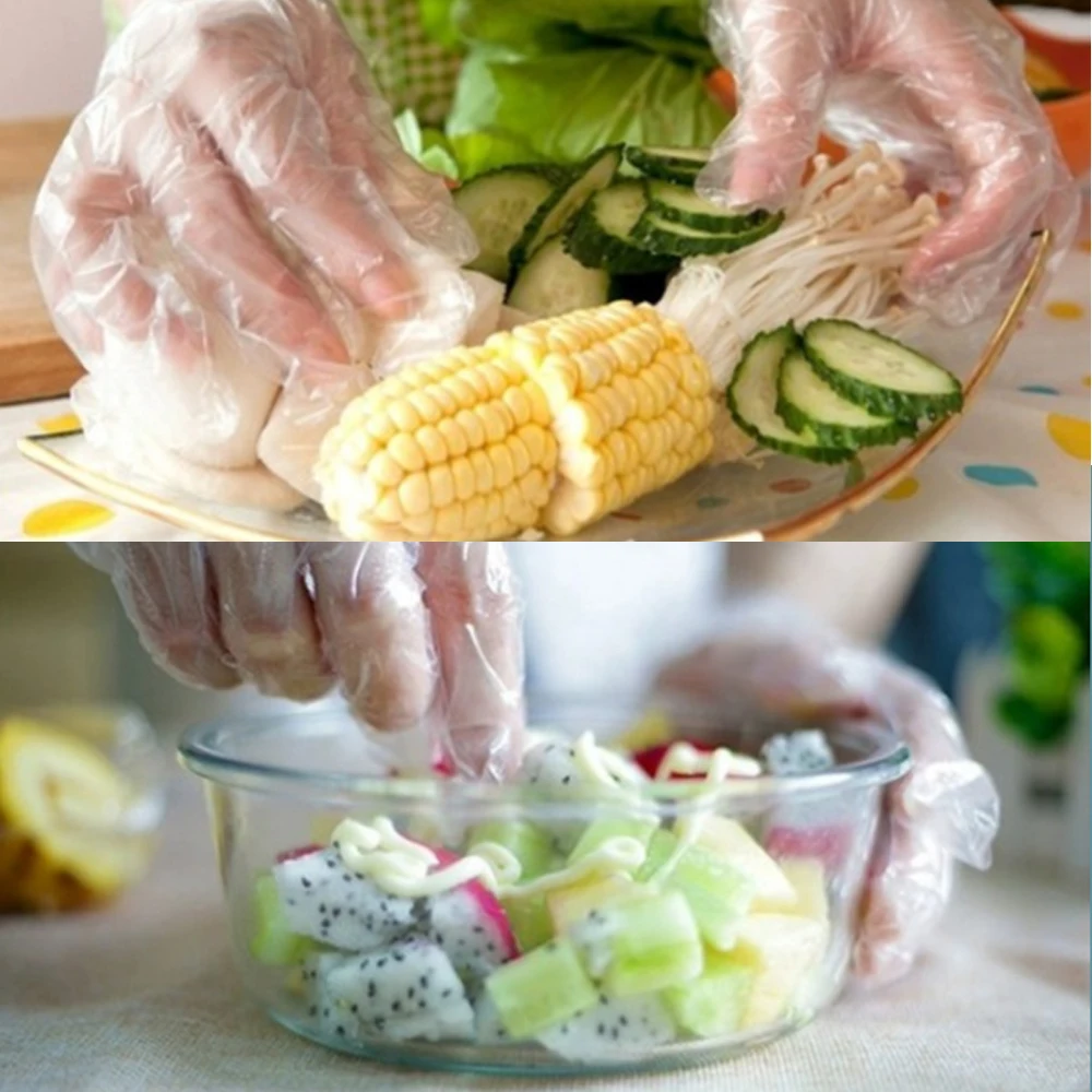 Гигиенические перчатки для барбекю прозрачные одноразовые пластиковые уборки