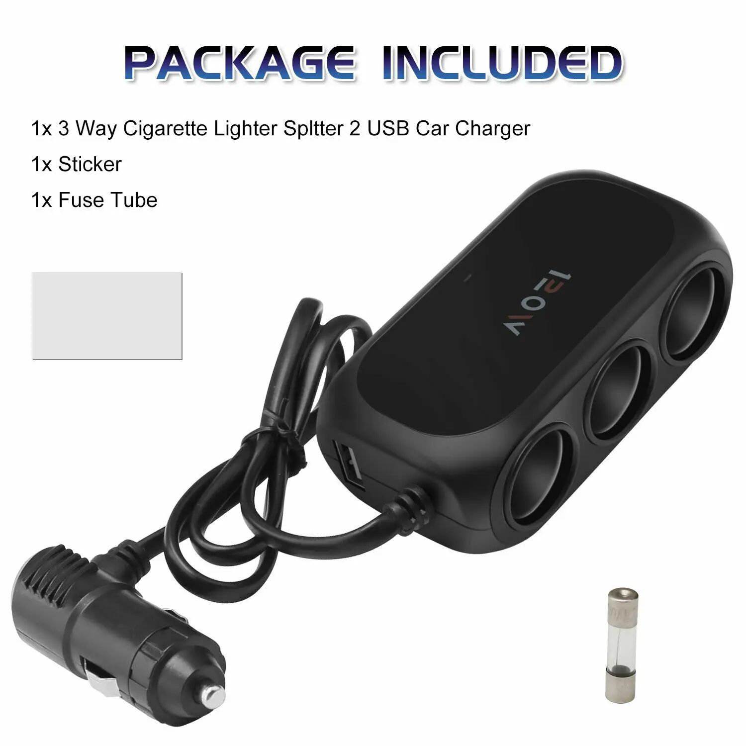 3 Way Universal Car Cigarette Lighter Socket Splitter LED Dual USB Charger Power Adapter DC 12V-24V For Mobile Phone PC Ipad | Автомобили