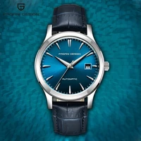 2021 ultra thin simple classic men mechanical watches business waterproof watch luxury brand genuine leather automatic watchbox