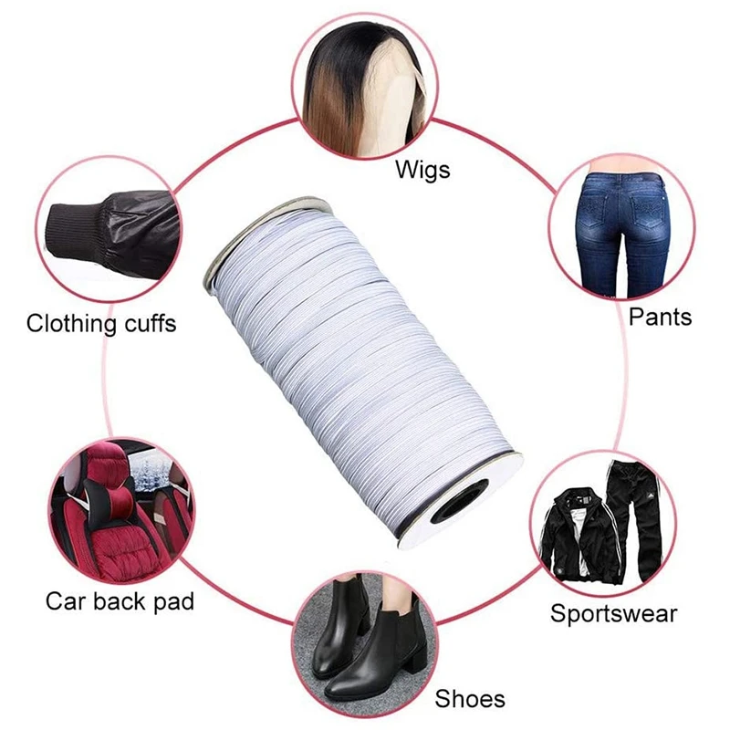 

6mm Wide and 180 Yards Long White Elastic Rope Heavy Elastic Rope Braided Elastic Belt Elastic Rope Belt Sewing Bobbin