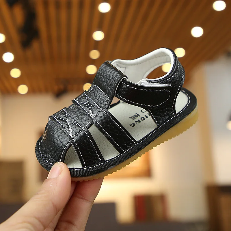 Обувь для маленьких мальчиков обувь девочек летние пляжные сандалии с закрытым