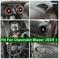 carbon fiber look accessories for chevrolet blazer 2019 2022 steering wheel transmission shift gear box head cover trim