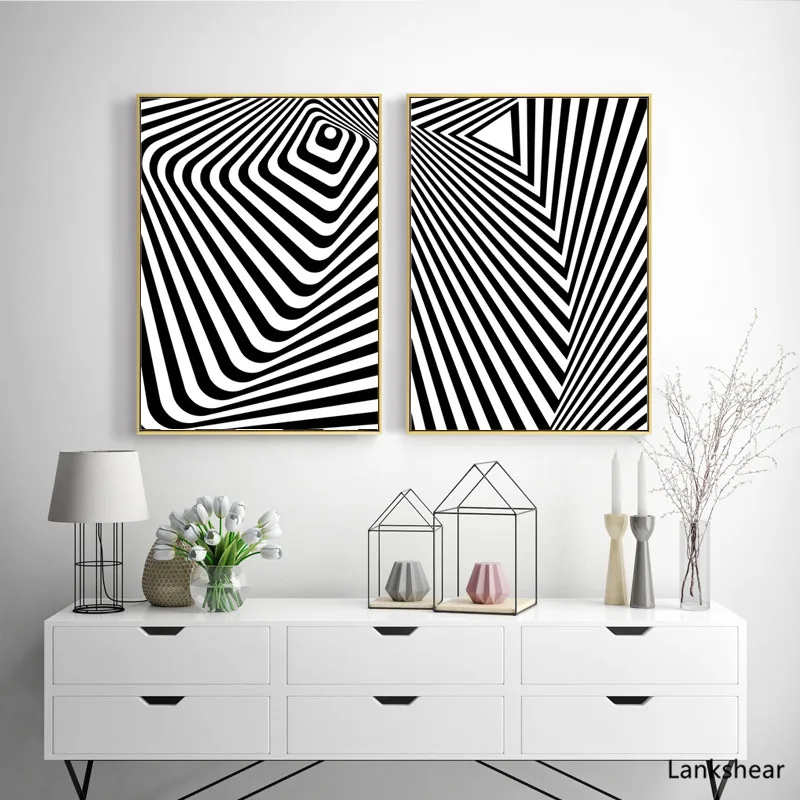 Black And White Line Geometry Abstract Canvas Art Print Painting Poster Wall Pictures For Home Decoration Bedroom HD Artwork | Дом и сад