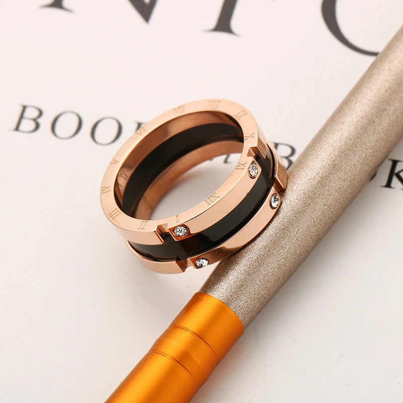 Универсальное кольцо Стразы с выемкой для женщин из титановой стали цвета