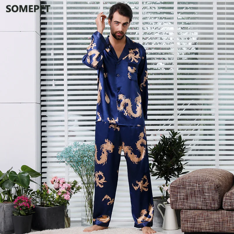 

Couple Silk Satin Pajamas Pyjamas Set Long Sleeve Sleepwear Pijama Pajamas Suit Women And Man Sleep 2PC Set Loungewear Plus Size