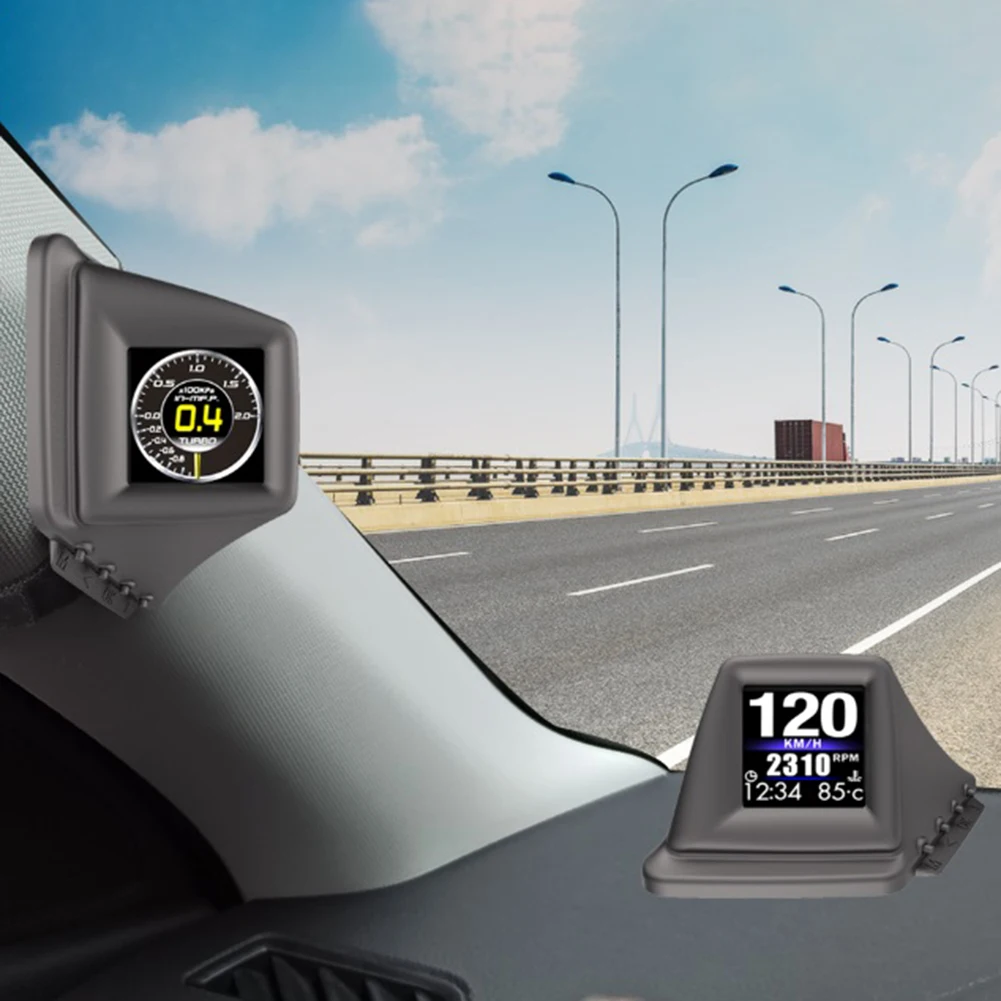 

Car On-board Computer OBD 2 + GPS HUD A-Pillar Trim Dashboard Speedometer Turbo Pressure Oil Fuel Consumption Temperature Gauge