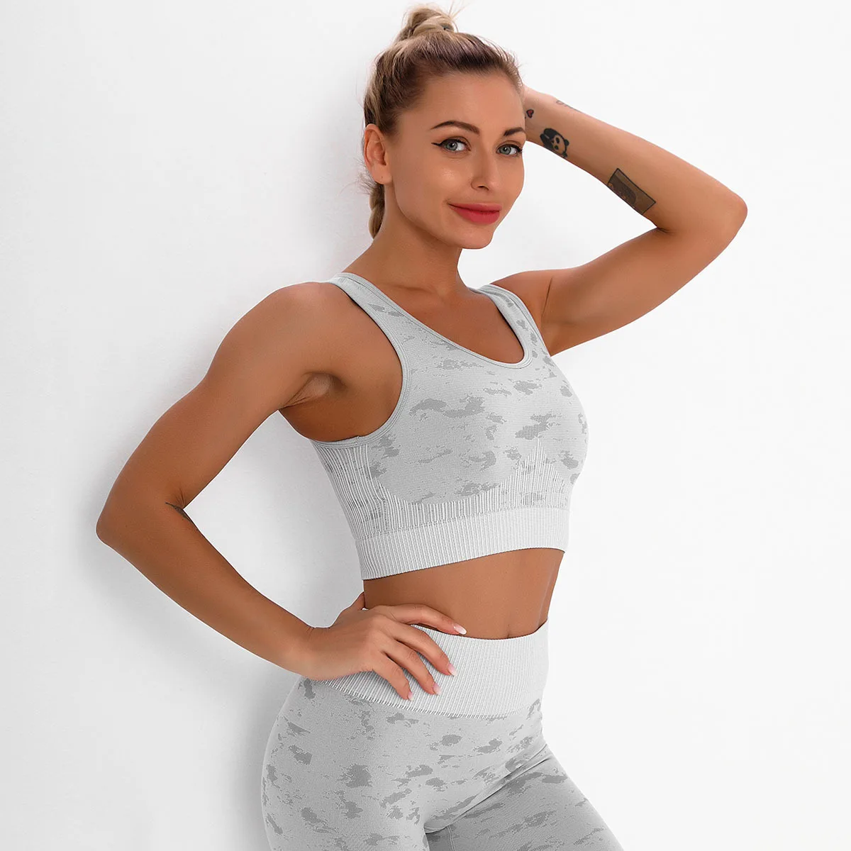 

Quick-drying Yoga Vest Beauty Back Outdoor Camouflage Professional Sports Running Seamless Fitness Bra Workout Tops Mesh Bra