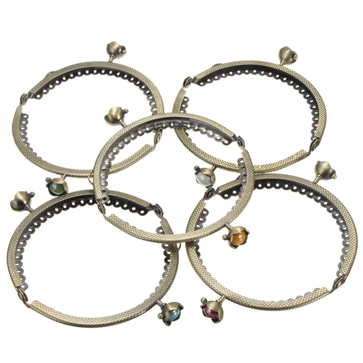 

5pcs/Set DIY Metal Purse Bag Clip Frame Kiss Clasp Lock Bronze Tone Bags Part Replacement Bag Lock Frame Accessories 8.5cmx6cm