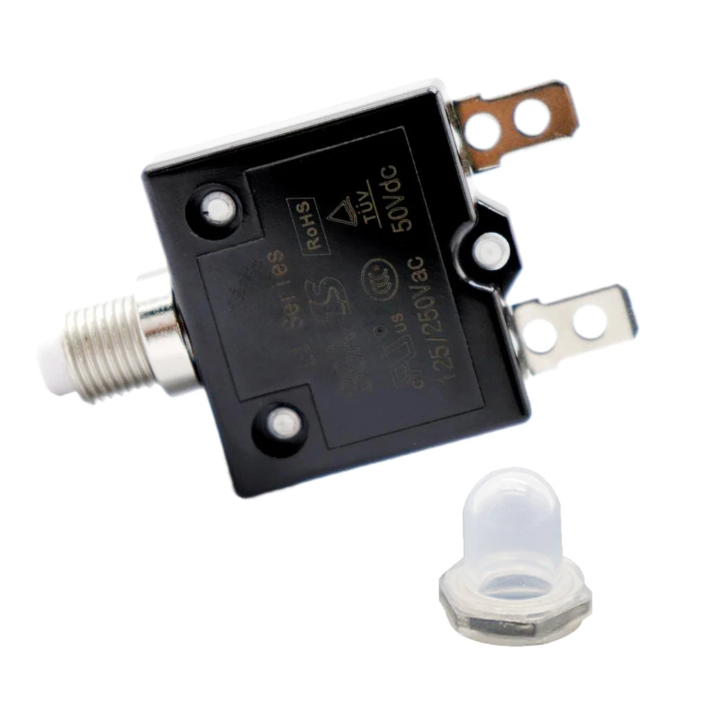 30 Amp Circuit Breaker Push-Button Reset with Quick Connect Terminals and Clear Waterproof Button Cover | Автомобили и мотоциклы