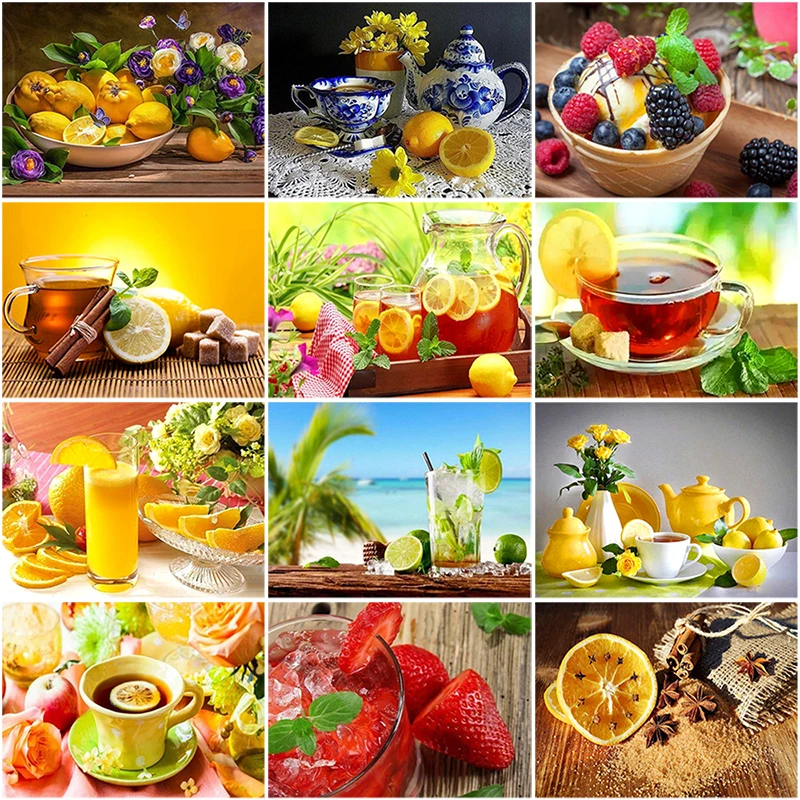 DIY 5D алмазная картина вышивка крестиком лимон фрукты Алмазная полностью круглые