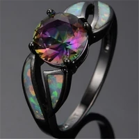 new hot womens ring classic multicolor mystery rainbow black color ring for female friend best gift