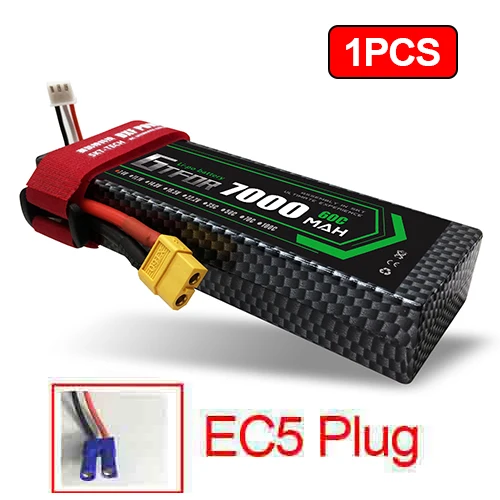 2 шт 7,4 V 5200 45c 7000mAh 60C GTFDR LiPo аккумулятор 2S HardCase для 1/8 1/10 RC модель автомобиля TRX Slash Emaxx - Цвет: 1PCS7000mahEC5