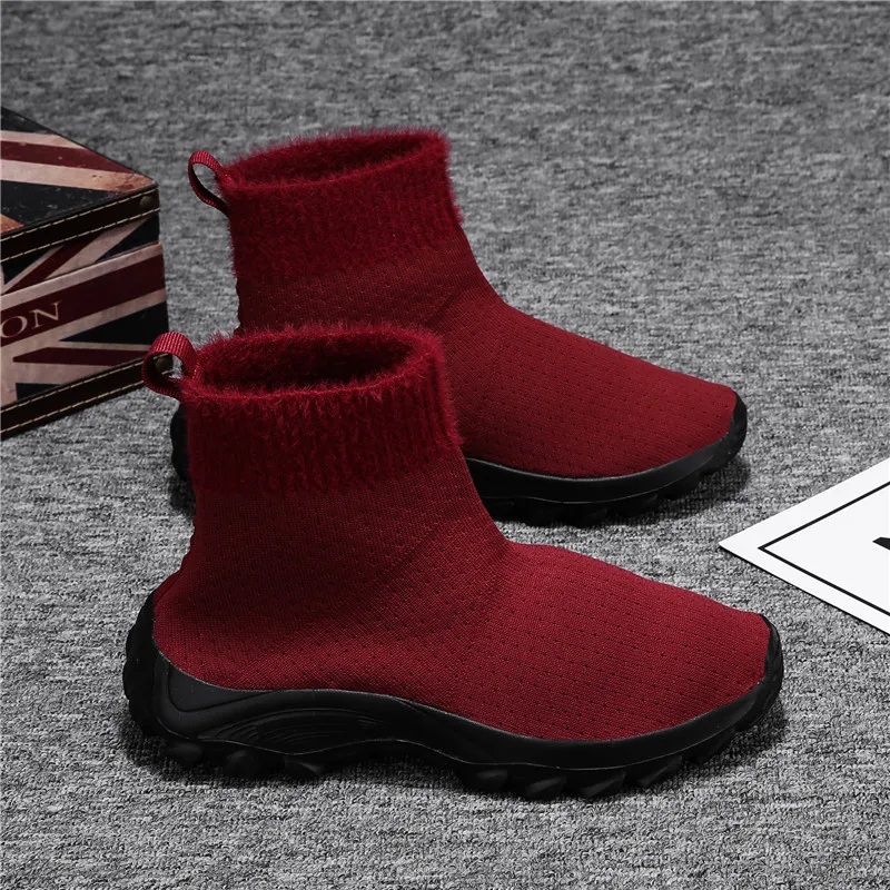 Женские кроссовки для бега зимние вязаные носки женская обувь светильник