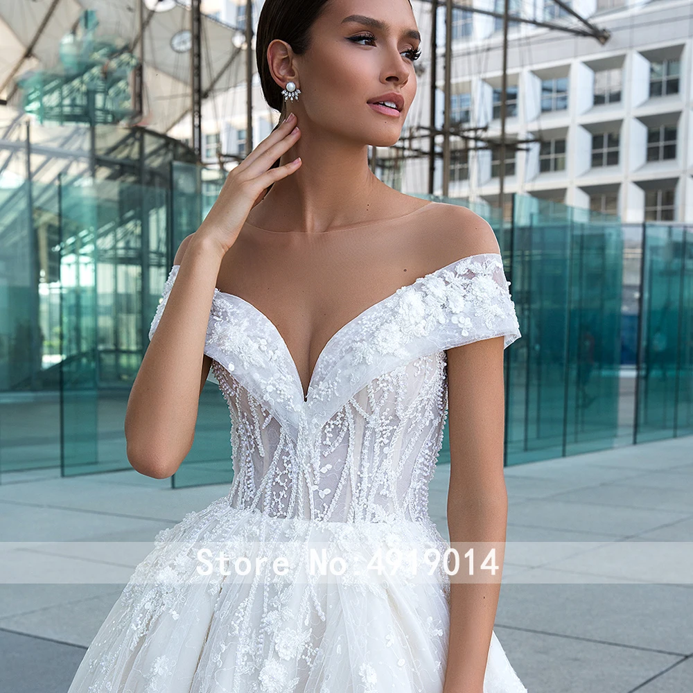Элегантное свадебное платье с открытыми плечами vestido de noiva кружевное платье с аппликацией со шлейфом в стиле бохо для невесты шикарные свадебные платья
