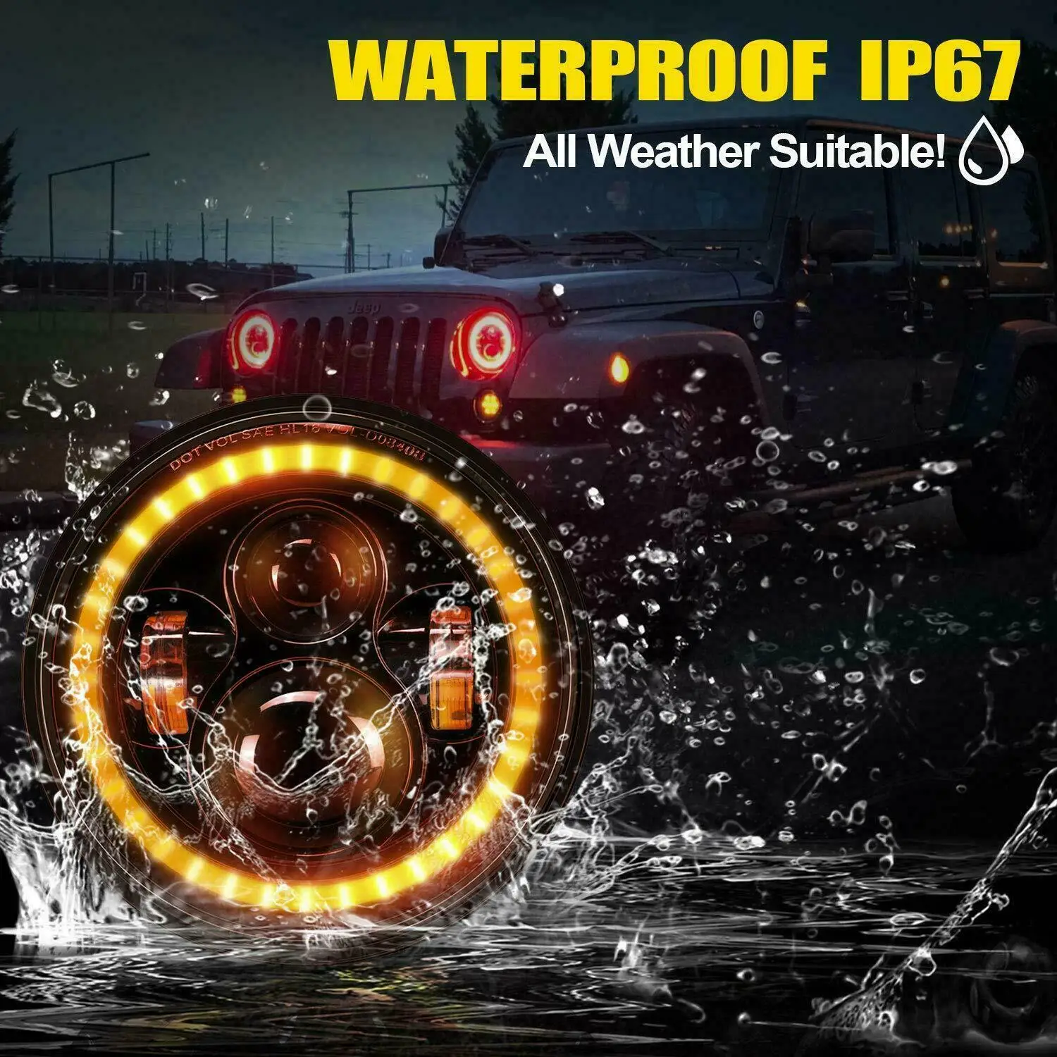 Для Jeep Wrangler JK TJ LJ Halo RGB 7 светодиодный ные фары Ближний/Дальний свет DRL Bluetooth