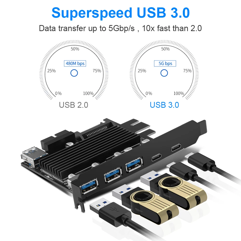 Rocketek USB 3.0 Type c PCI E плата расширения с 5 портами адаптер внешний контроллер Экспресс