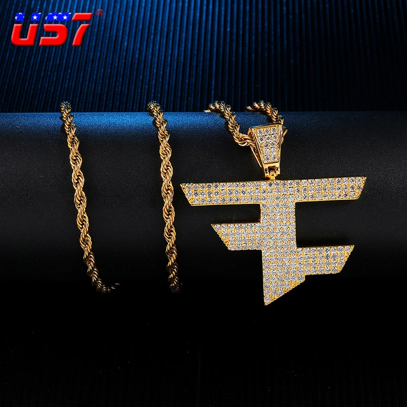 

US7 Bling Iced Out Micro Paved Rhinestones Pendant&Necklace Copper Pendants For Man Hip Hop Jewelry