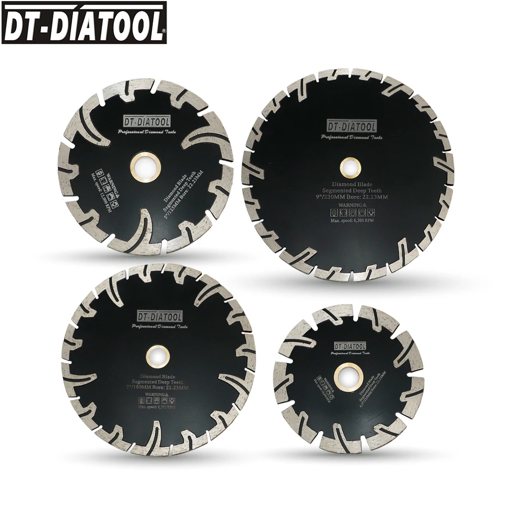 

DT-DIATOOL 1pc Segmented Deep Teeth Diamond Saw Blades Cutting Disc for Granite Stone Concrete Marble Dia 4.5"/5"/7"/9"