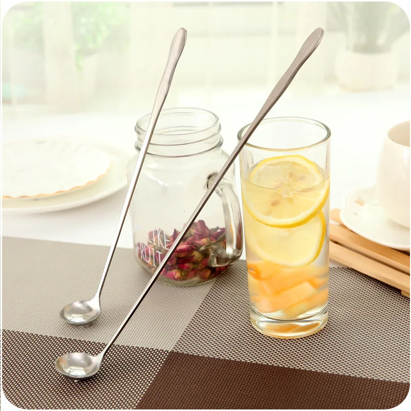 Coffee Stirring Long Handle Spoon Stainless Steel Mixing Small Round Tea Dessert Honey Dinnerware Tableware Supply | Дом и сад