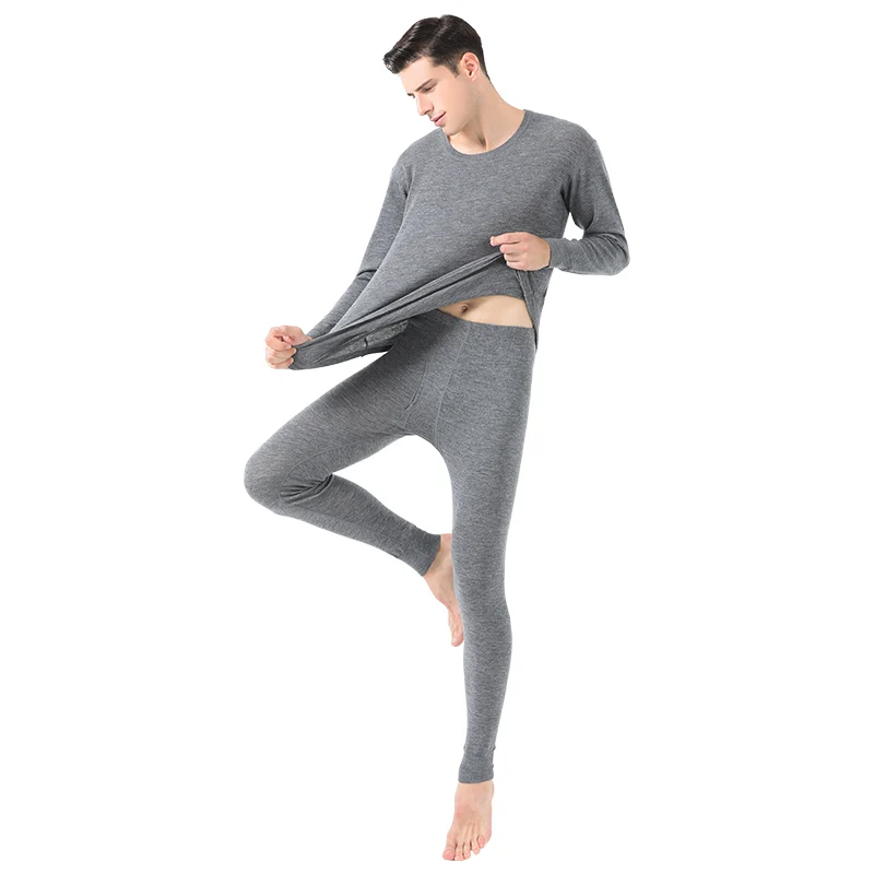 Men's 100% Super soft 17.5micro Merino Wool Thermal Warm Underwear set Breathable Wicking Breathable Tops Pants Set warm long johns