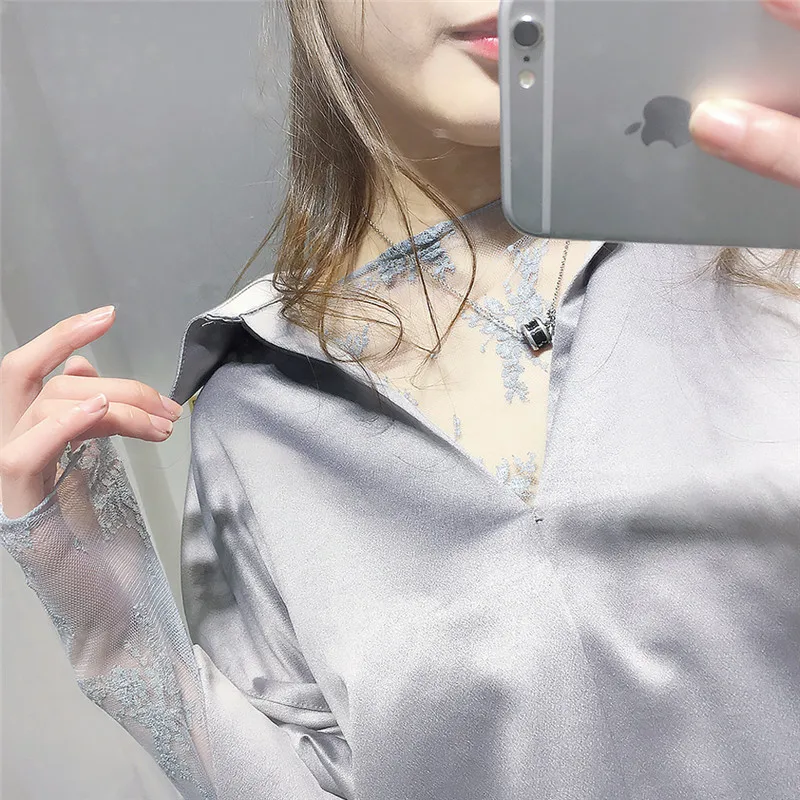 Летняя женская кружевная блузка с цветочной вышивкой элегантная рубашка топы