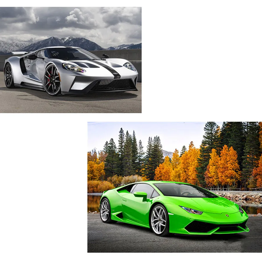 5D алмазная живопись зеленый спортивный автомобиль полноразмерная Алмазная