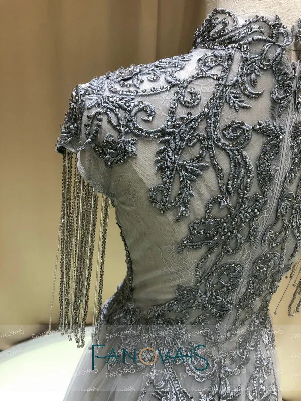 Серебряные вечерние платья с бисером Длинные Vestido de Fiesta de gala Robe de Soiree Выпускные платья для женщин Турция
