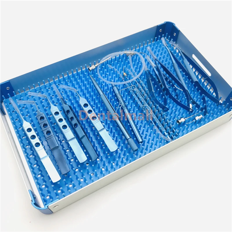 21pcs (Ti) and case 21 шт. титановая катаракта набор глаз с лотком для стерилизации чехол для офтальмологических хирургических инструментов - Цвет: 21pcs (Ti) and case