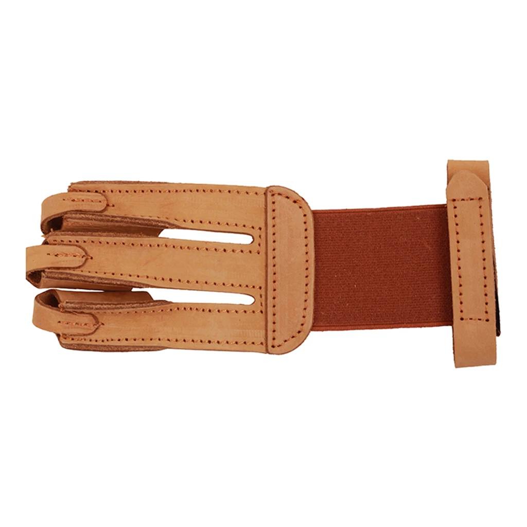 

Archery 3 Finger Glove Leather Hand Finger Guard Protector Hunting Accessory