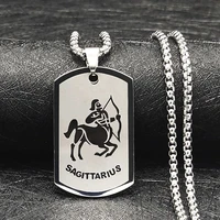 twelve constellation army brand pendant necklace stainless steel men and women fashion pendant gift viking couple accessories