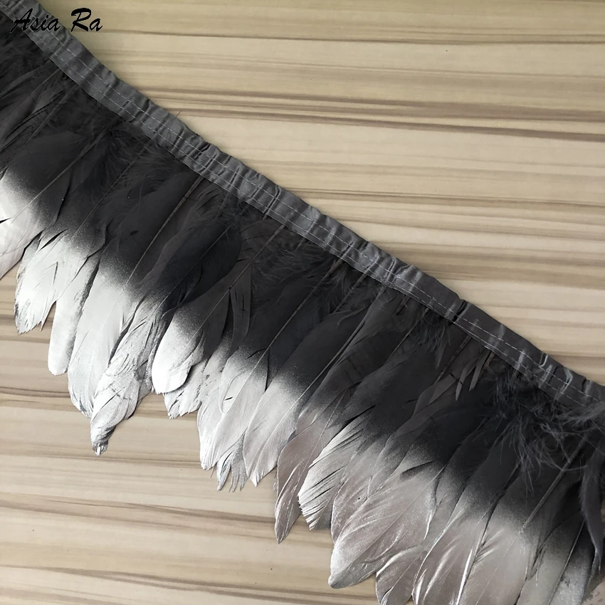 Азия РА 4 метра темно-серая окрашенная 100% настоящая гусиная утка перья планки