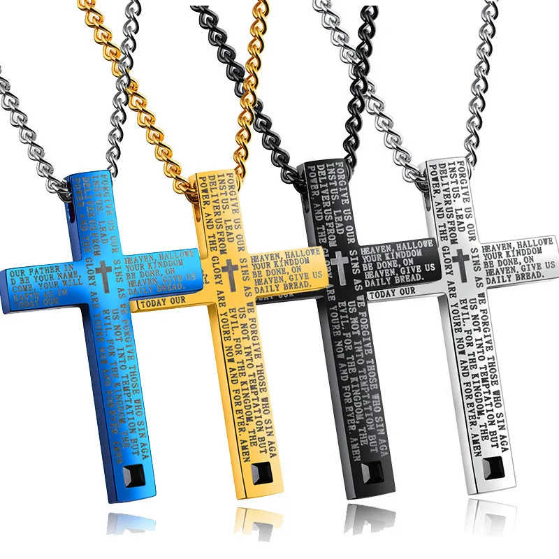 4 цвета из нержавеющей стали Библейский крест подвески подойдет в качестве