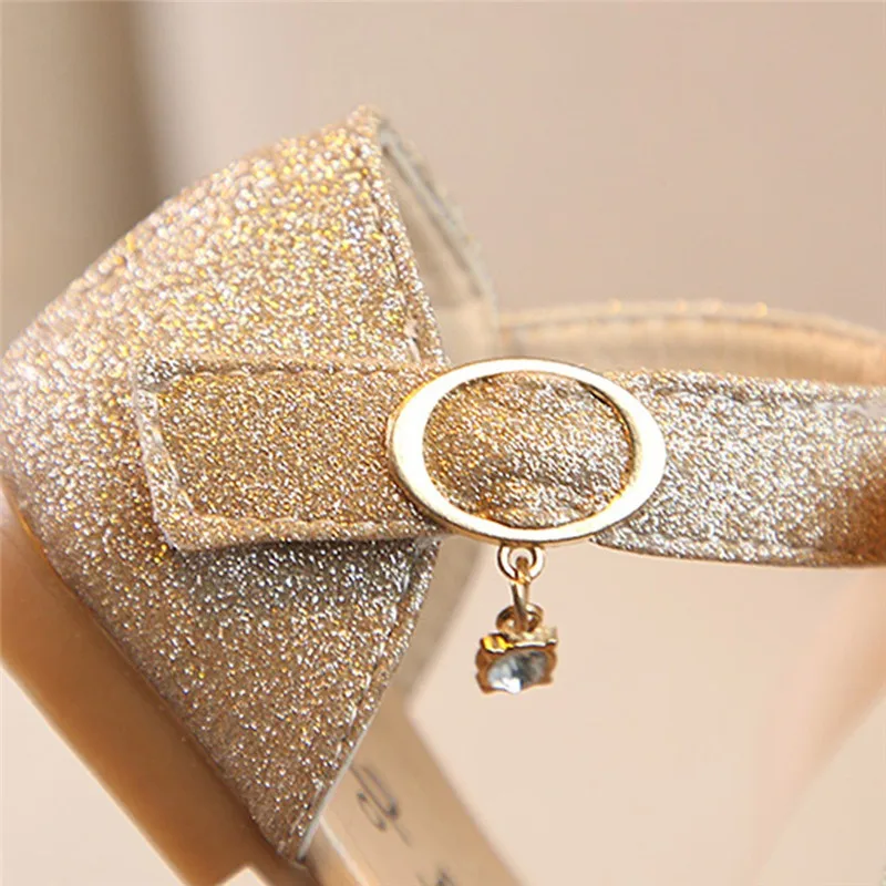 

Baby Girl Flat With Sandals Children's Bowknot Princess Casual Shoes Sequin Students Dance Shoe Size 26-30 Kids Sandal