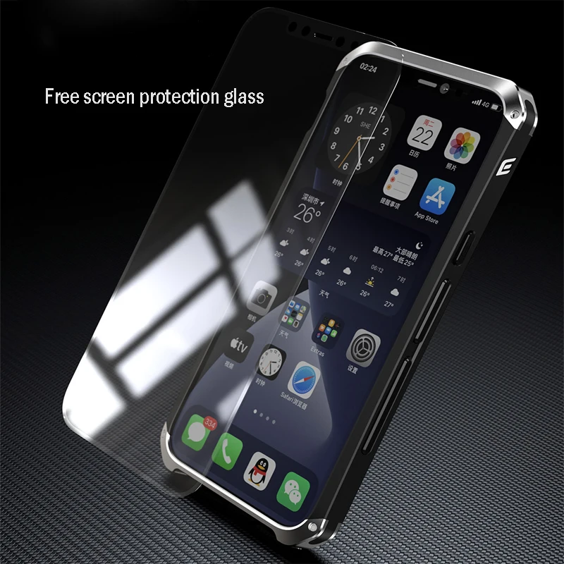 

New Luxury Case For iPhone 12 Pro Max Case Metal Bumper Frame For iPhone 12 Mini 12 Pro Original PC Shockproof Matte Back Cover