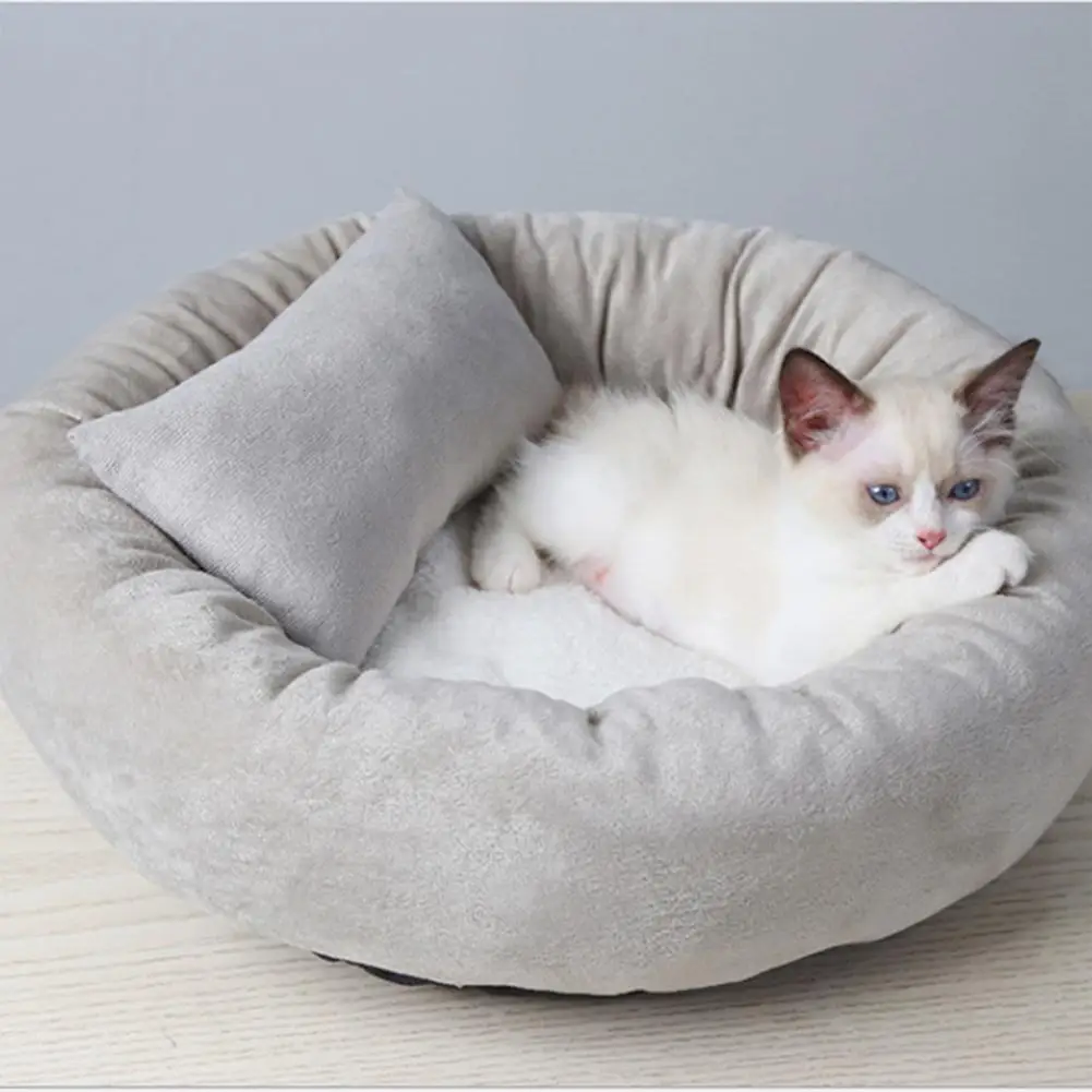 

Pet Nest Cat's House Dog Warm Breathable Bed With Pillow Soft Drable Plush Sleeping Mat Bed Nest