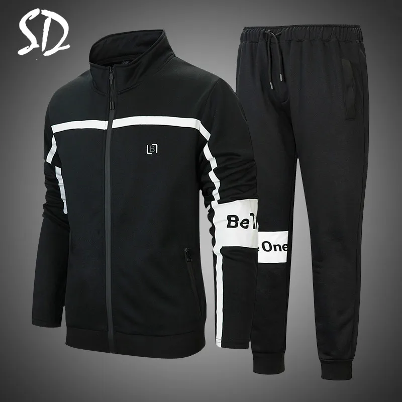 Мужской спортивный костюм с капюшоном темно-синяя Толстовка и штаны на молнии