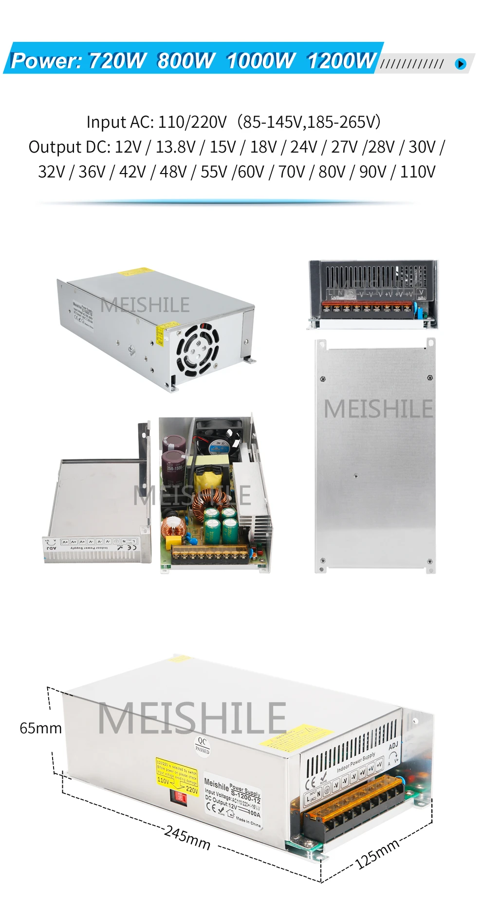 AC to DC 32V 37.5A 1200W Switching Power Supply Drive Transformer for CNC Motor Industrial Electronic Electrical Equipment Etc. |