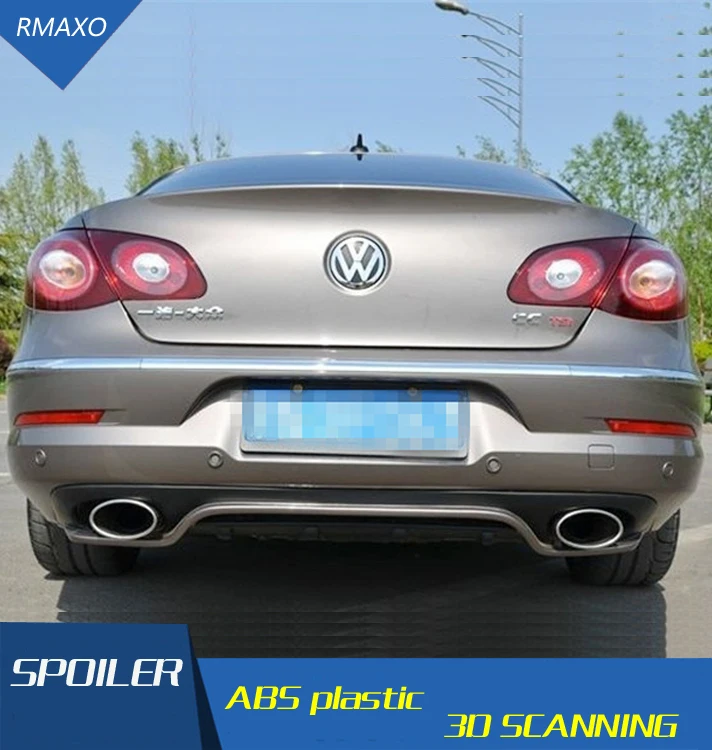 

For CC Rear spoiler ABS Rear Bumper Diffuser Bumpers Protector For Volkswagen CC 2013-2016 After chrome lip rear spoiler