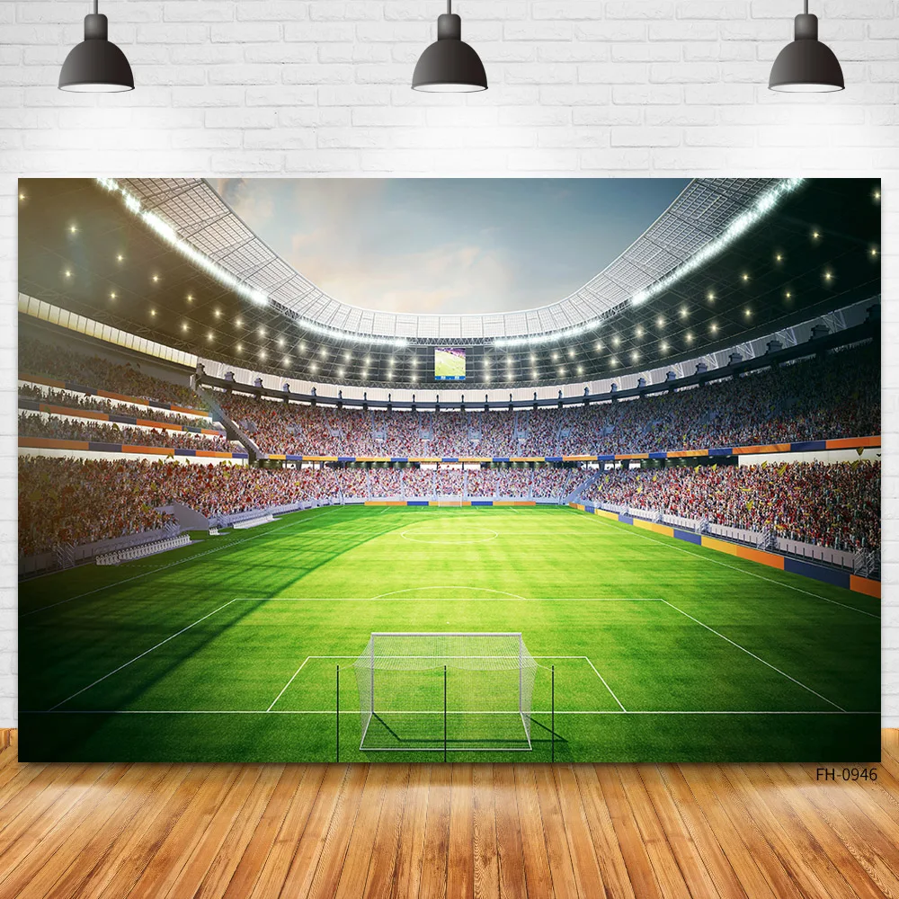 Зеленая трава футбол спортивное поле баннер фотостудия плакат фон Футбол День