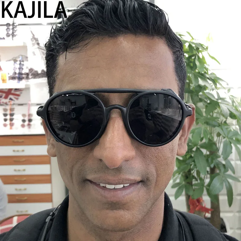 Новое поступление 2019 стимпанк Солнцезащитные очки мужские модные ретро