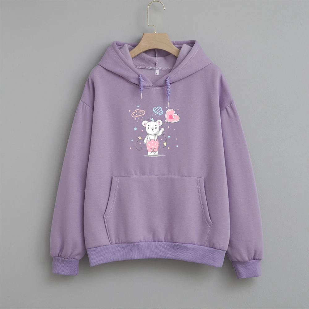 

Толстовки женские Брендовые женские с длинным рукавом милые животные медведь печатных толстовка с капюшоном пуловер 90s повседневная спорт...